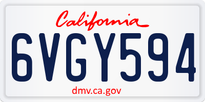 CA license plate 6VGY594