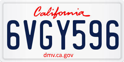 CA license plate 6VGY596
