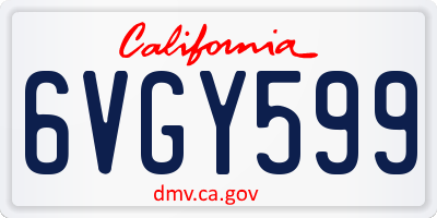 CA license plate 6VGY599