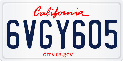 CA license plate 6VGY605