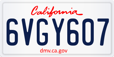 CA license plate 6VGY607