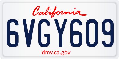 CA license plate 6VGY609