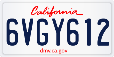 CA license plate 6VGY612