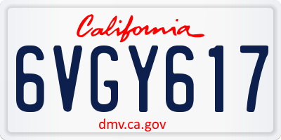 CA license plate 6VGY617