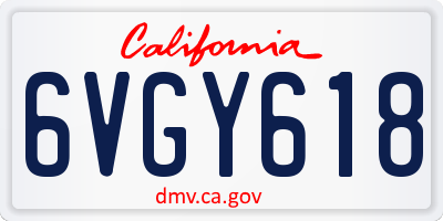 CA license plate 6VGY618