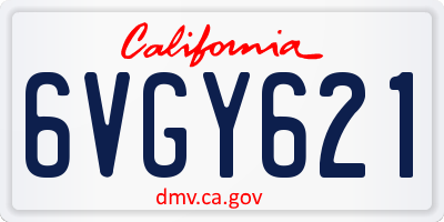 CA license plate 6VGY621