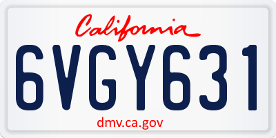 CA license plate 6VGY631
