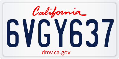 CA license plate 6VGY637