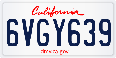 CA license plate 6VGY639