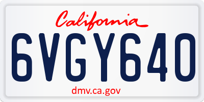 CA license plate 6VGY640