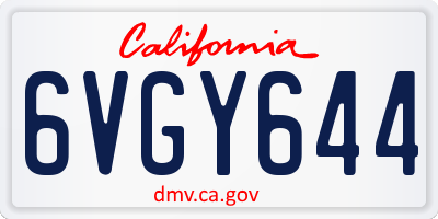 CA license plate 6VGY644