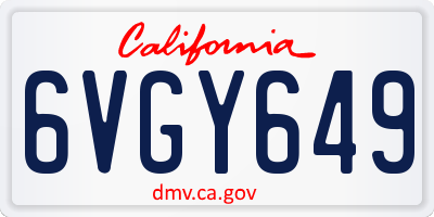 CA license plate 6VGY649