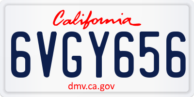 CA license plate 6VGY656