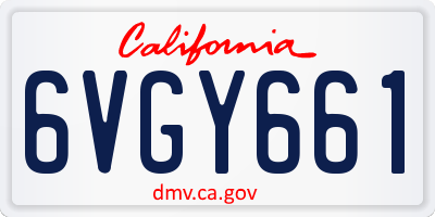 CA license plate 6VGY661