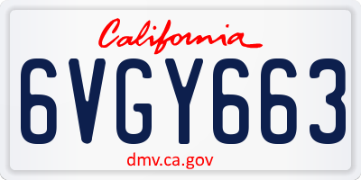 CA license plate 6VGY663
