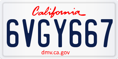 CA license plate 6VGY667