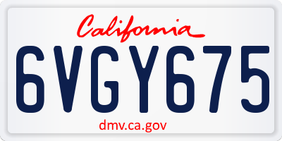 CA license plate 6VGY675