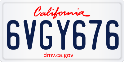 CA license plate 6VGY676