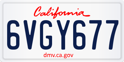 CA license plate 6VGY677