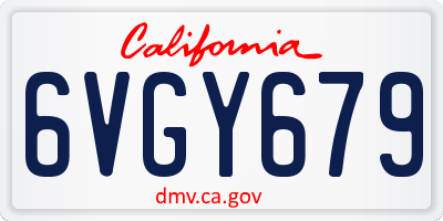 CA license plate 6VGY679