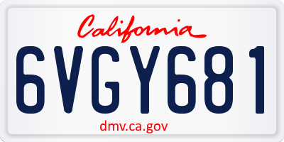 CA license plate 6VGY681