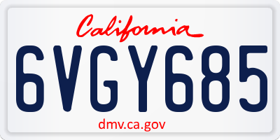 CA license plate 6VGY685