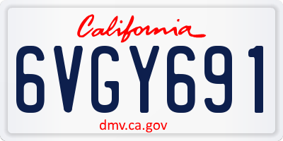 CA license plate 6VGY691