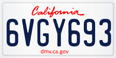 CA license plate 6VGY693