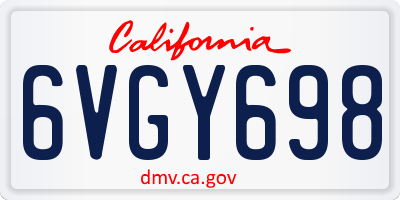 CA license plate 6VGY698