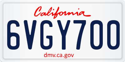 CA license plate 6VGY700