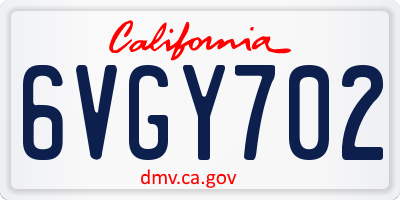 CA license plate 6VGY702