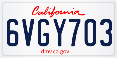 CA license plate 6VGY703