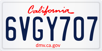 CA license plate 6VGY707