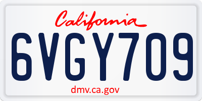 CA license plate 6VGY709