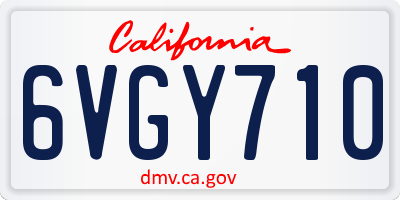 CA license plate 6VGY710