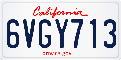 CA license plate 6VGY713