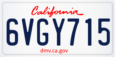 CA license plate 6VGY715