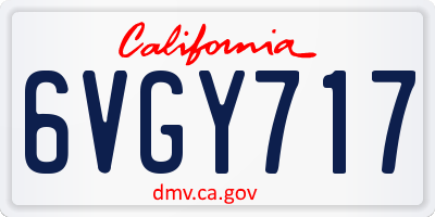 CA license plate 6VGY717