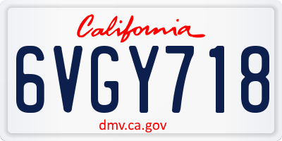 CA license plate 6VGY718