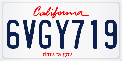 CA license plate 6VGY719