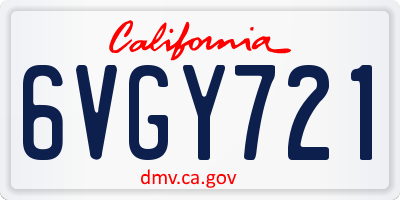CA license plate 6VGY721