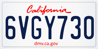 CA license plate 6VGY730