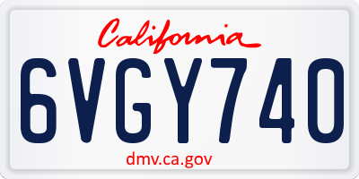 CA license plate 6VGY740
