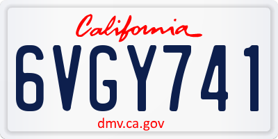 CA license plate 6VGY741