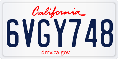 CA license plate 6VGY748