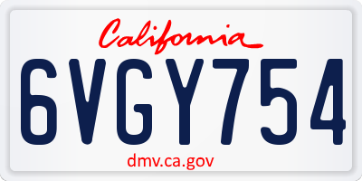 CA license plate 6VGY754