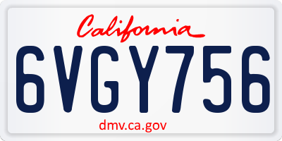CA license plate 6VGY756