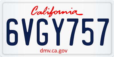CA license plate 6VGY757