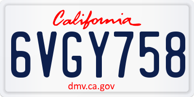 CA license plate 6VGY758