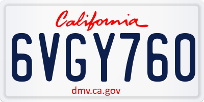 CA license plate 6VGY760